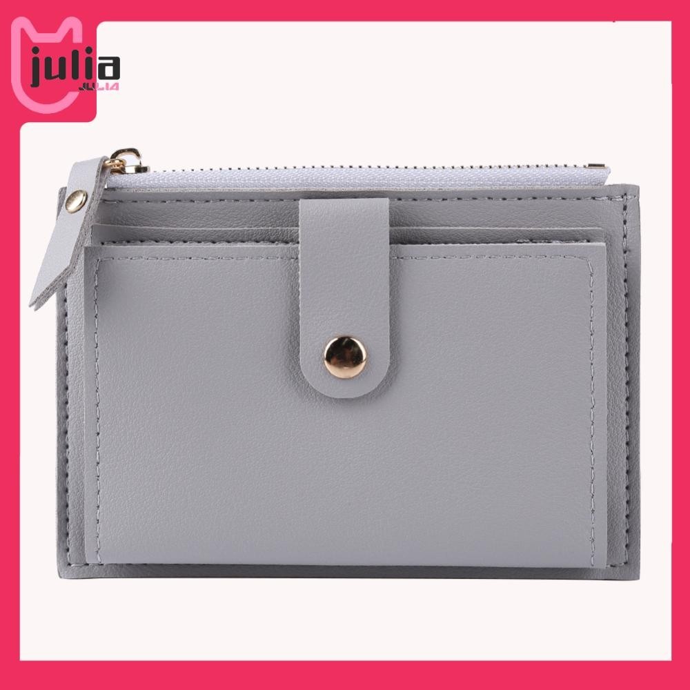 [ Julia1.th ] ผู ้ หญิงแฟชั ่ นสีทึบ Multi-slot Card Holder PU Leather Mini Wallet