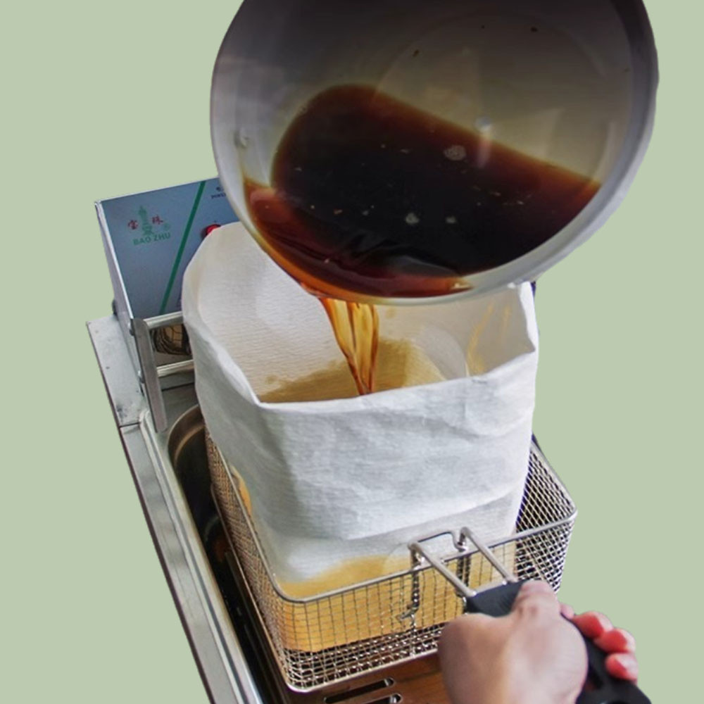 กระดาษกรองน้ํามันเครื่องแยกน้ํามันเชิงพาณิชย์ร้านเบอร์เกอร์ไก่ทอดทําให้สั้นขึ้นน้ํามันบริโภคถุงกรองน้ํามันเชิงพาณิชย์