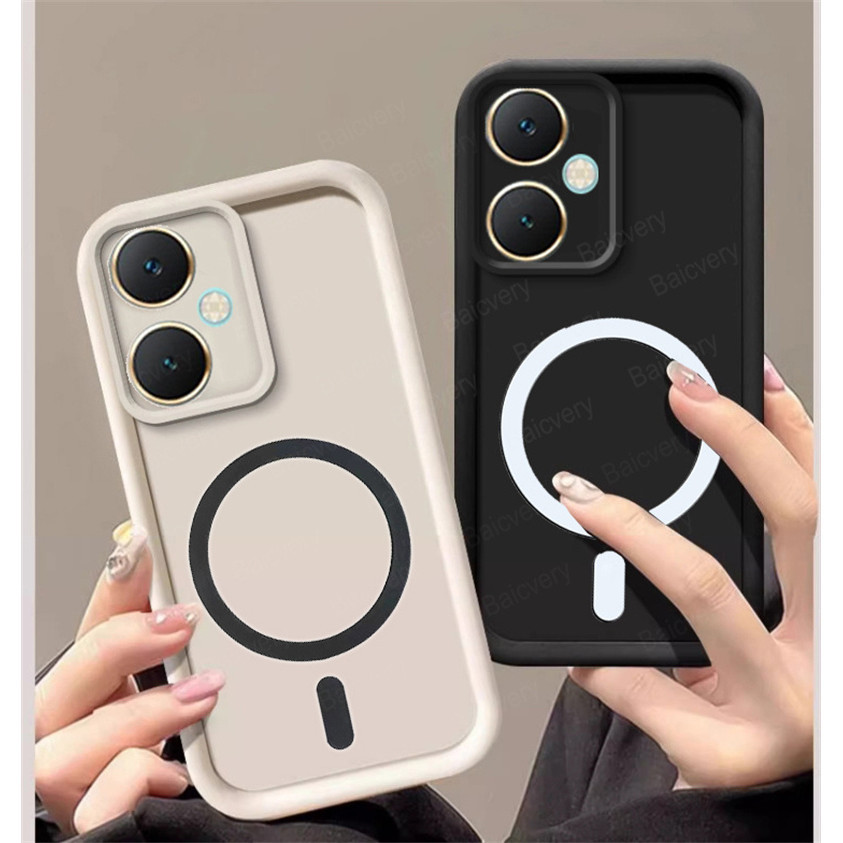 เคสโทรศัพท์ Tecno Camon19 CI6n / Camon 19 Pro CI8 CI8n / Camon 19 Art Edition คุณภาพสูงพร้อมแม่เหล็กชาร์จไร้สายสติกเกอร์กล้องฝาครอบป้องกัน Soft TPU ซิลิโคน Matte
