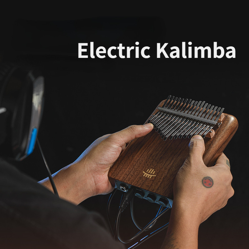 Hluru ไฟฟ ้ า Kalimba,17 21 คีย ์ วอลนัทสีดํา Professional Thumb Piano, EQ Kalimba ไม ้ คีย ์ บอร ์ 