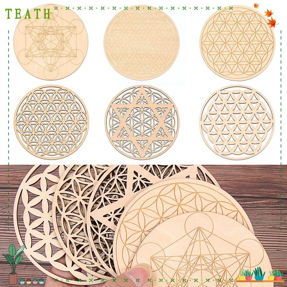 Teath Chakra Pattern Coaster ของสะสม Decor Healing Flower of life Round Edge