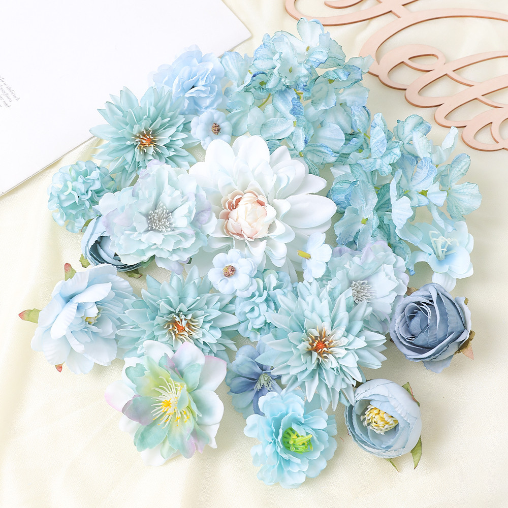 5 ชิ้นสีฟ้าดอกไม้ประดิษฐ์ตกแต่งบ้านงานแต่งงาน DIY Mortarboard Bachelors หมวกพวงหรีด Hairpin Garland งานแต่งงานเค้กดอกไม้ผนังตกแต่งของขวัญ