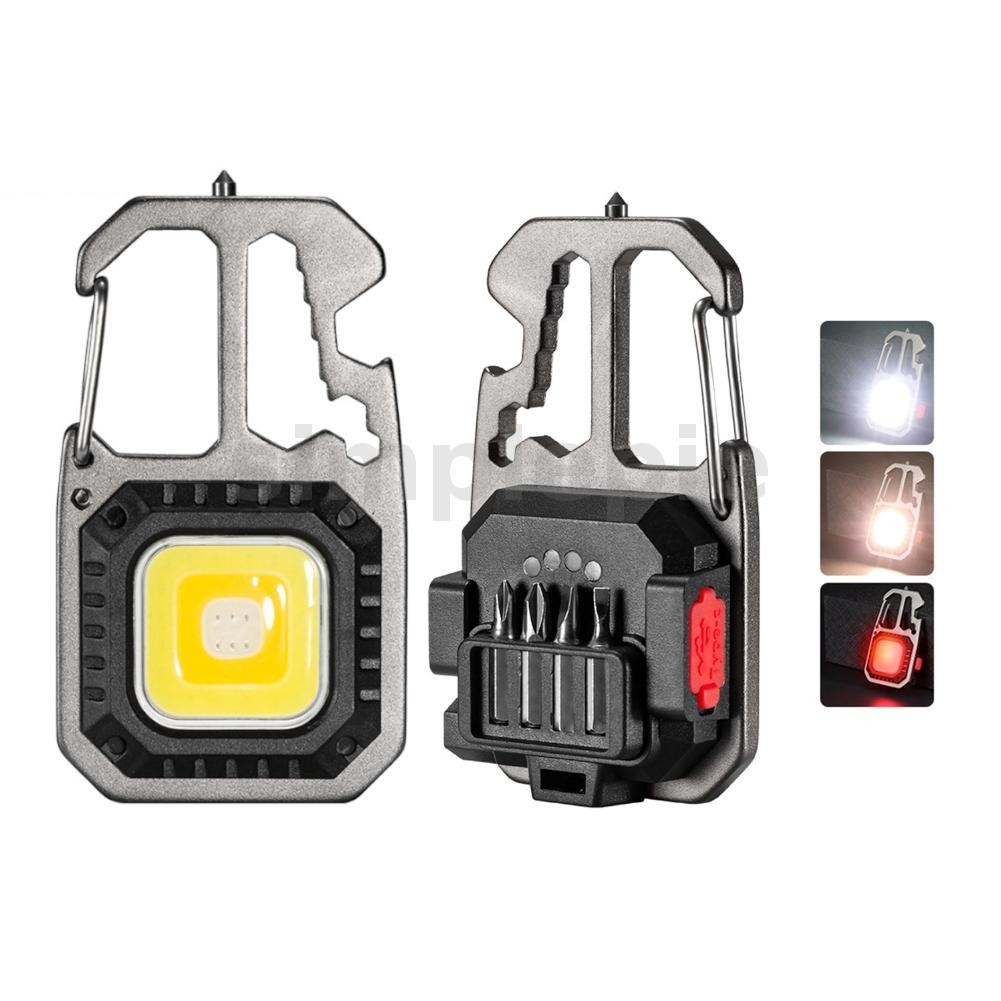 Mini COB ไฟฉาย LED พวงกุญแจไฟไขควงประแจฉุกเฉินค ้ อนแบบพกพา Key แหวนทํางานไฟฉายกลางแจ ้ ง Camping
