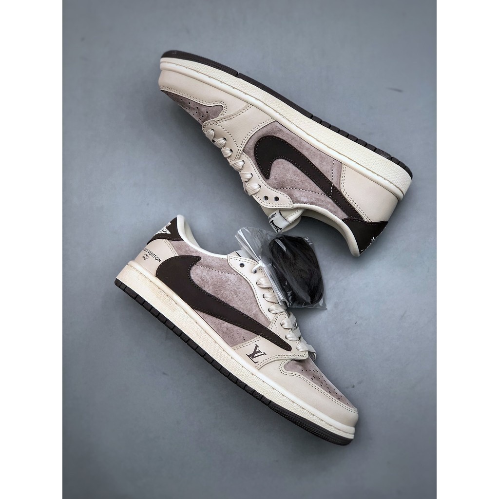 Air a/j 1 Low-Top Co-Branded Casual Sports Jogging Shoes Cappuccino LX1988 100