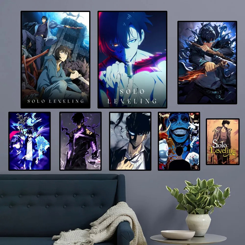 S-solo L-Leveling โปสเตอร์ตกแต่งบ้านห้องนั่งเล่นห้องนอน Aesthetic Art Wall โปสเตอร์