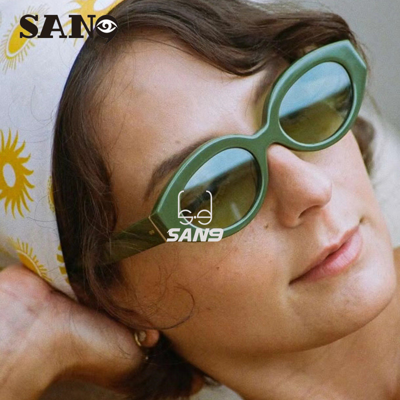 สินค้าพร้อม2024 Retro New Small Frame Oval แว่นกันแดดและแว่นกันแดดสําหรับผู้หญิง