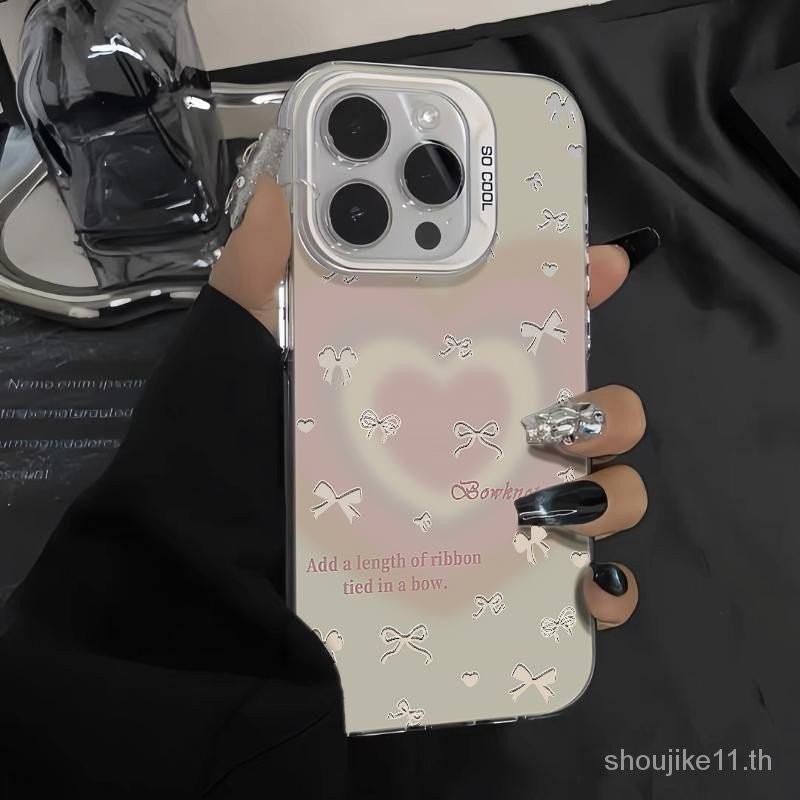 Premium Hollow Bow Heart เหมาะสําหรับ Apple 15/14/13 เคสโทรศัพท ์ iPhone12/11Promax7/8plus AVDE