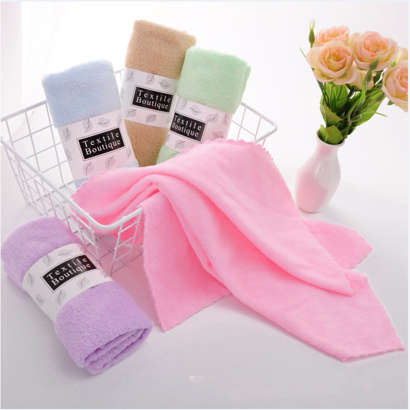 OMC ผ้าขนหนูผืนเล็ก ขนาด 35x70cm. สีพื้น ผ้านุ่ม คละสี