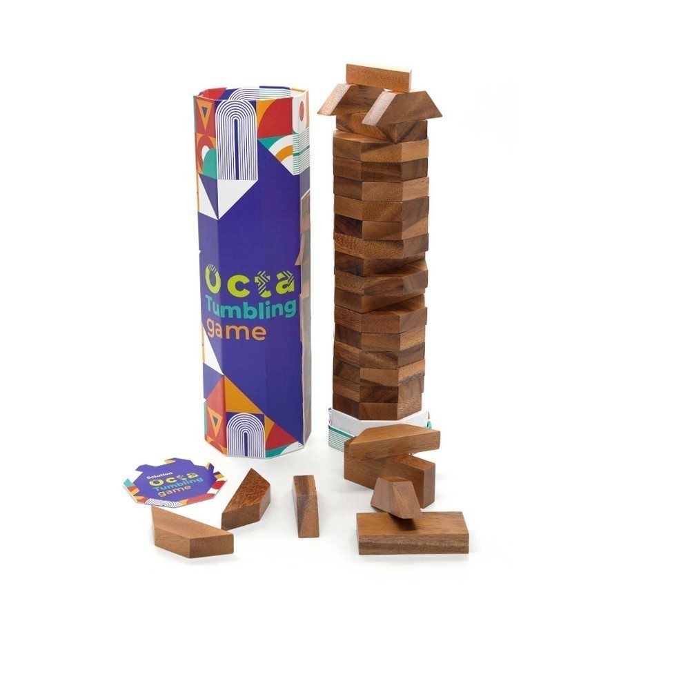 【 โค้ดลด 50.】เกมส์ตึกถล่ม เกมส์ดึงไม้ ของเล่นไม้ตึกถล่มทรงแปดเหลี่ยม Octa Tumbling Tower Game