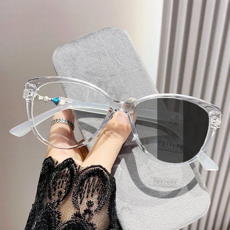 New Fashion Cat Eye Photochromic Anti Blue Light Glasses/Color Changing Grey/Color Changing Tea