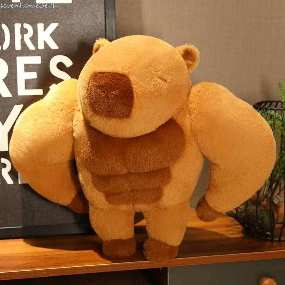 Sevenhome3e กล้ามเนื้อ Capybara Plushies ของเล่น, PP ผ้าฝ้ายนุ่ม Capybara ตุ๊กตากล้ามเนื้อ Man หมอน, Creative ตุ๊กตาการ์ตูนอะนิเมะตลก Plushies Capybara ตุ๊กตาของเล่นเพื่อน