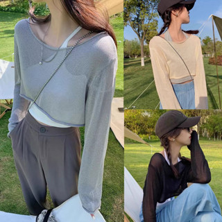 Dahong 💖เสื้อครอป เสื้อแขนยาว ตัวสั้น สไตล์เกาหลี สําหรับผู้…