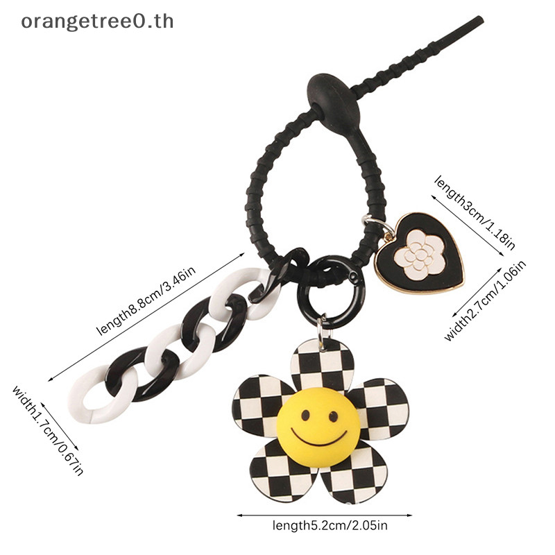 หรืออินเทรนด ์ Sun Flower Smiley พวงกุญแจยิ ้ มดอกไม ้ พวงกุญแจจี ้ หัวใจ