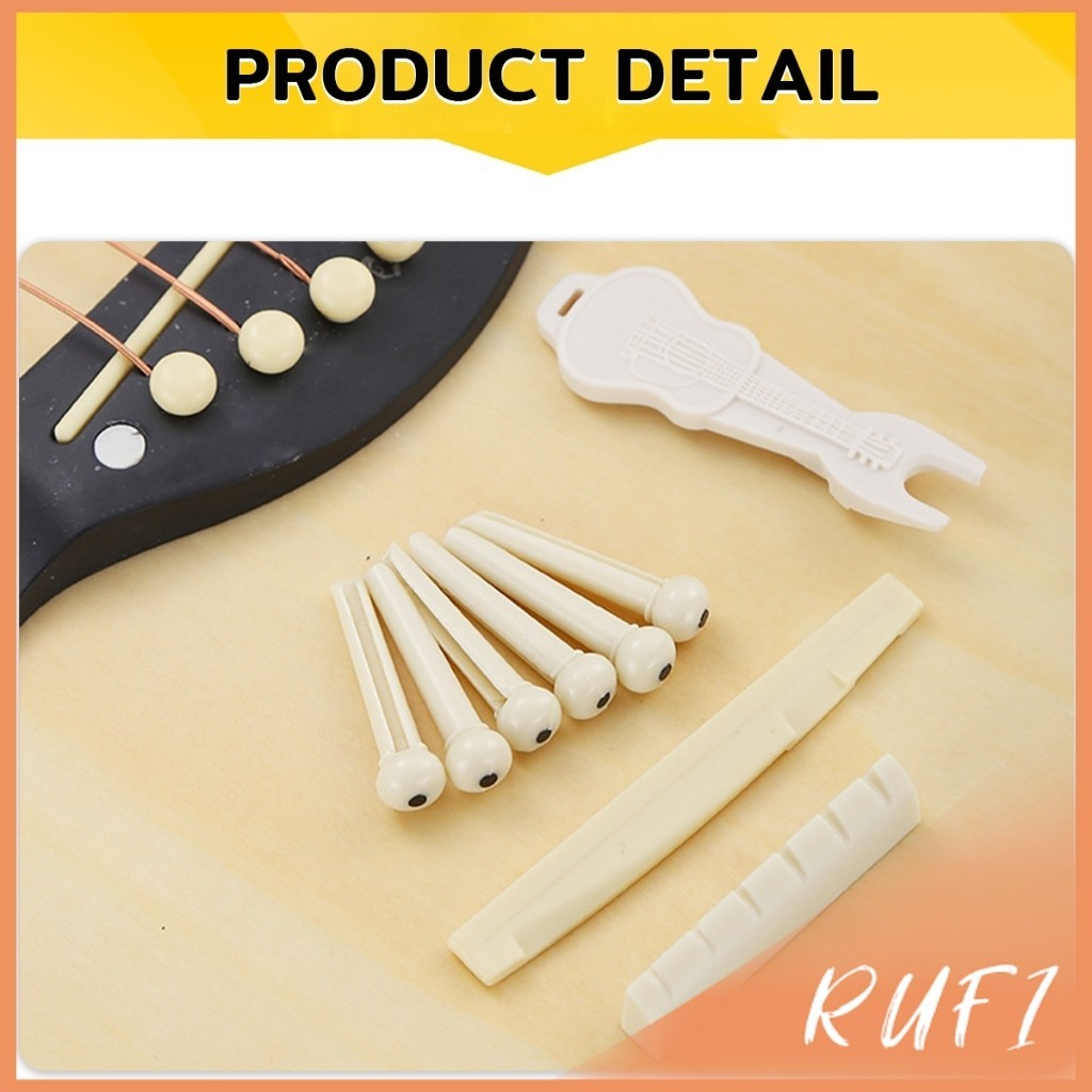 RUFI ชุดพลาสติก กีต้าร์โปร่ง นัทบน หย่องล่าง หมุดพิน สีขาว  Guitar accessories - รูปที่ 4
