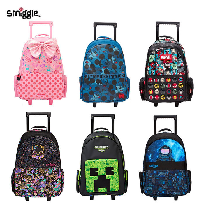 Smiggle Trolley Schoolbag Beg Sekolah Troli Beg Tarik Can Carry Large Size Student Travel Backpack Backpack Travel
