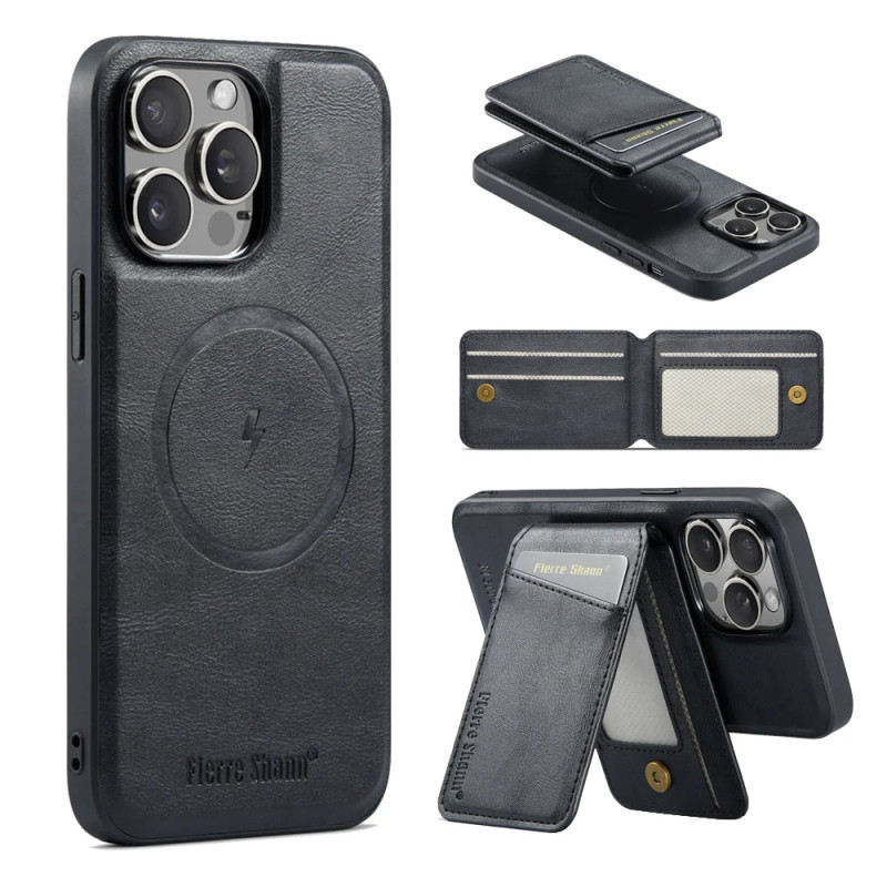 หรูหราย้อนยุคหนัง ปู่ สองในหนึ่งเดียวแม่เหล็กผู้ถือบัตรกระเป๋าสตางค์เคสโทรศัพท์เหมาะสําหรับ ไอโฟน 15 14 13 12 11 โปรแม็กซ์ 14 15บวก แม็กเซฟ ไร้สายชาร์จกล้องป้องกันช็อกทนกรณีปกห