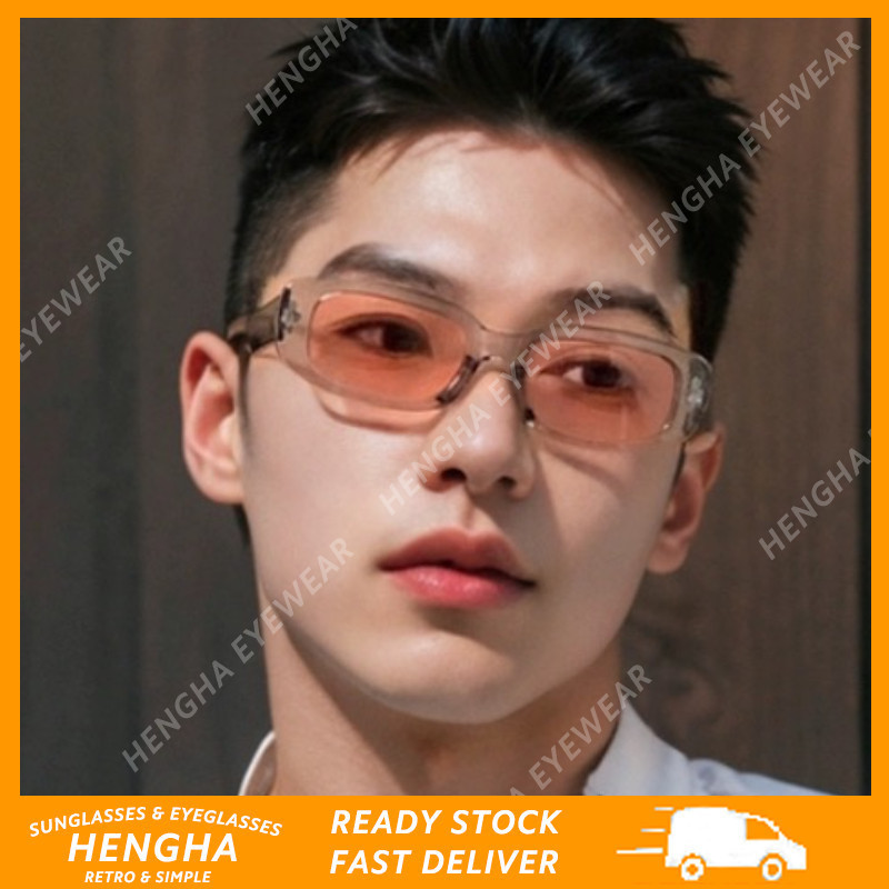 (HENGHA แว ่ นกันแดดกรอบเล ็ กสีเทาสีชมพูสําหรับผู ้ ชายแว ่ นกันแดดม ่ านบังแดดเรียบง ่ ายสําหรับผู ้ หญิง