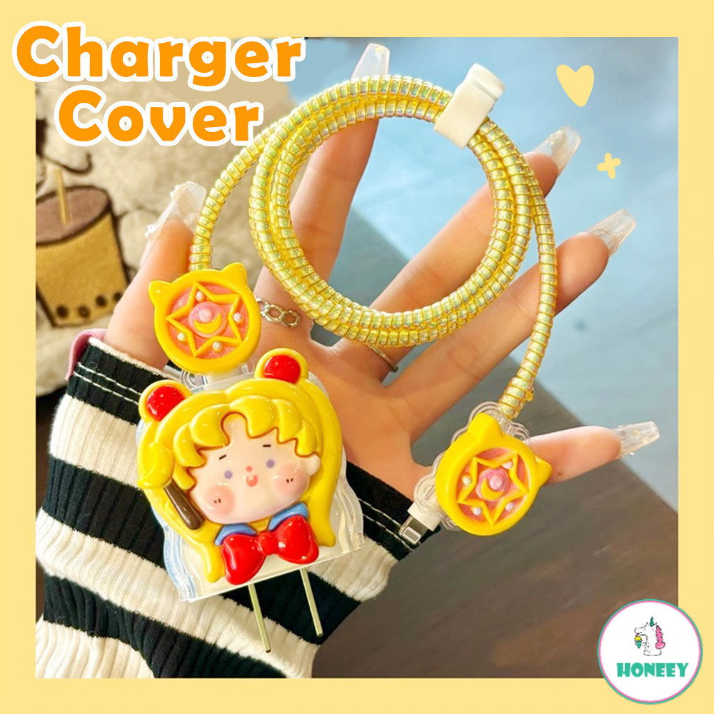 เคสป้องกันอะแดปเตอร์ รูปเซเลอร์มูน 3D แบบเกลียว สําหรับ Iphone 18W 20W