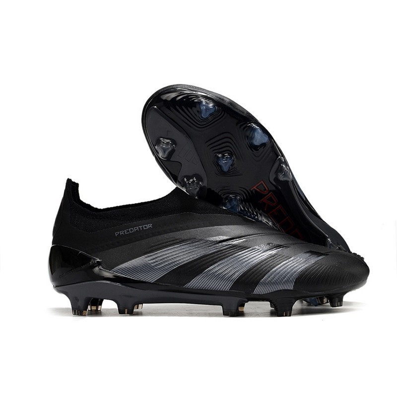 Adidas Falcon 24th Generation Full Knit Laceless FG Football Shoes สีดํา