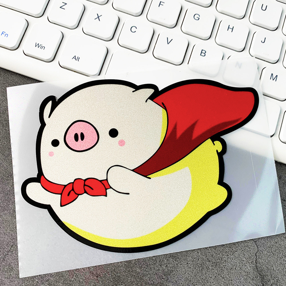 สติ๊กเกอร์ตกแต่ง กันน้ําและกันแดด หมูบินซุปเปอร์ ติดกันรอยขีดข่วนรถยนต์ มอเตอร์ไซค์ แล็ปท็อป