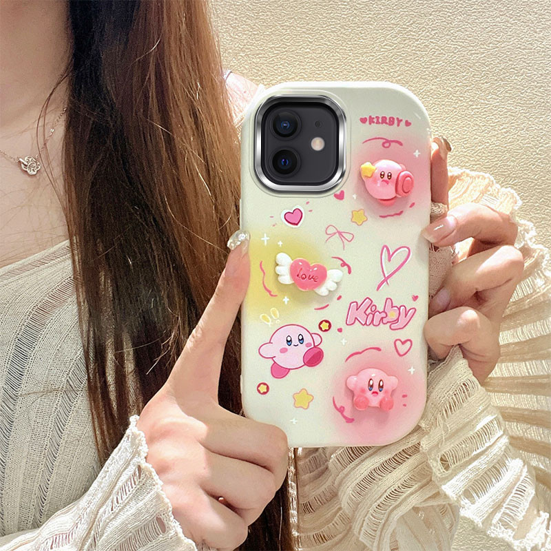 สําหรับ IPhone 11 Xsmax XR 15Promax 14Plus 13Pro 12 6G 7Plus กรณี 3D DIy น่ารัก Loopy Kirby สร้างสรร