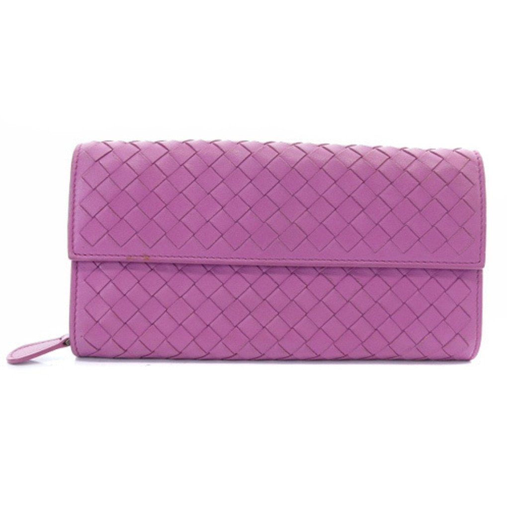 Bottega Veneta Intrecciato long wallet leather purple Direct from Japan Secondhand