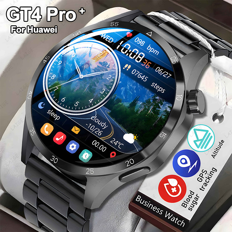 Huawei GT4 Pro Max สมาร์ทวอทช์สําหรับผู้ชาย หน้าจอ HD AMOLED เรียกว่าบลูทูธ การตรวจสอบสุขภาพน้ําตาลในเลือด ต้นฉบับ ใหม่
