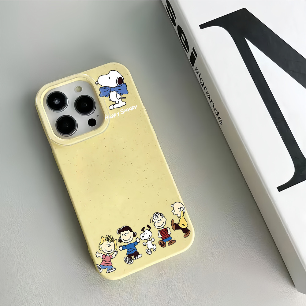 ข้าวสาลีสีขาวสําหรับiphone 15promax 14 11 13 12 7 8 Plus X XR XSMaxแฟชั่นการ์ตูนเพิ่มเติมSnoopyกันกระแทกอุปกรณ์เสริม