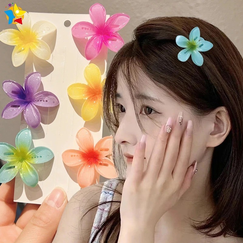 1 PC Boho Gradient Plumeria ดอกไม้ด้านข้าง Hairpin ฤดูร้อนผู้หญิงสาวหวาน Duckbill กิ๊บติดผมดอกไม้ไข่ Barrettes ฮาวายวันหยุด Headwear อุปกรณ์เสริมผม