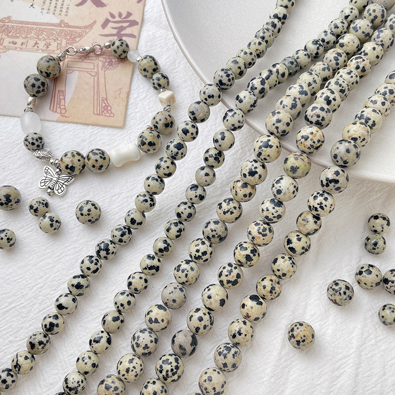 4-12 มม.40-15 ชิ ้ น Speckle รอบ Jasper หลวมลูกปัดหินธรรมชาติลูกปัด DIY สําหรับสร ้ อยข ้ อมือเครื ่ องประดับทํา