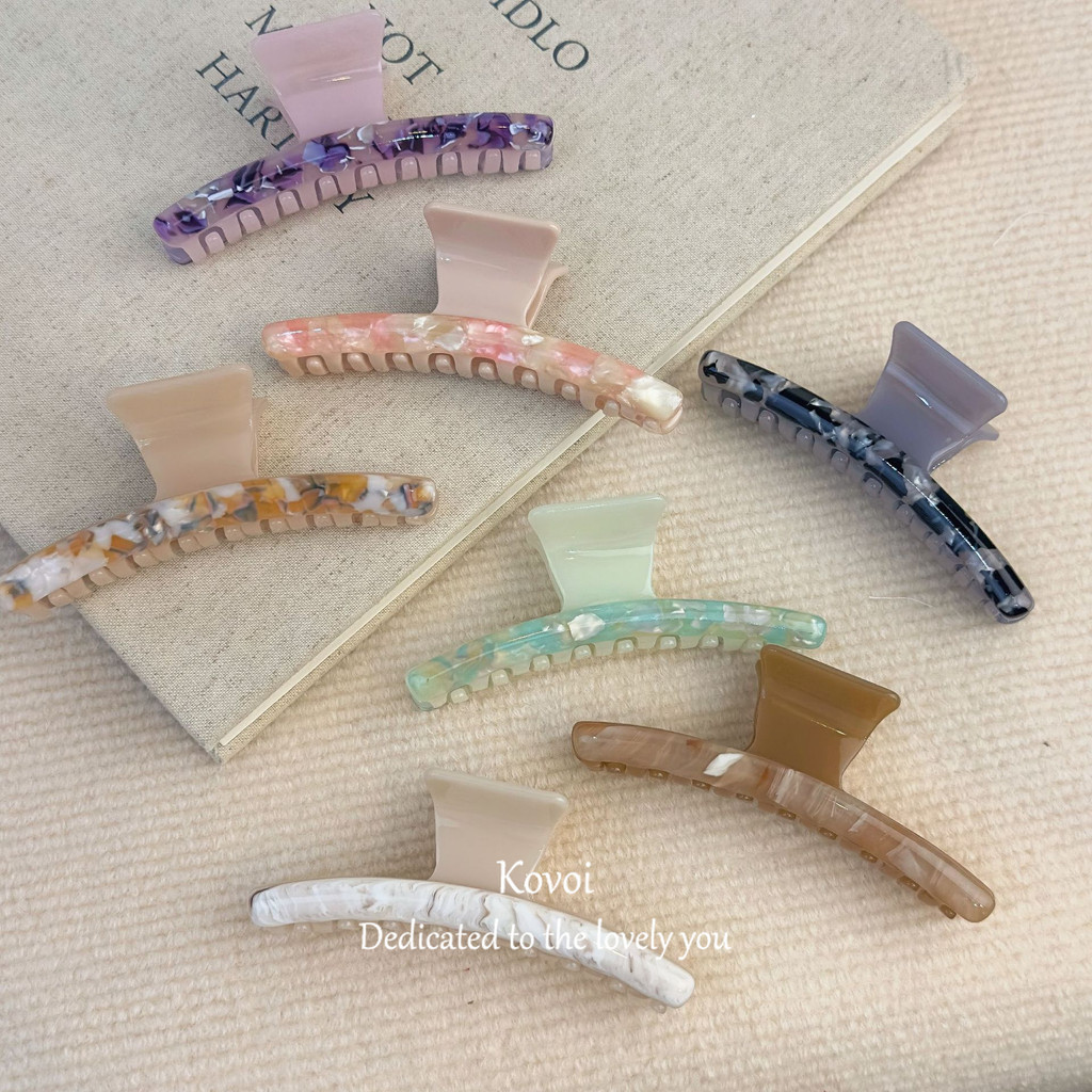 Kovoi/french Retro Simple One-word Acetate Grab Clip Niche High-End Shark Clip All-Match Back Head อุปกรณ ์ เสริมผม