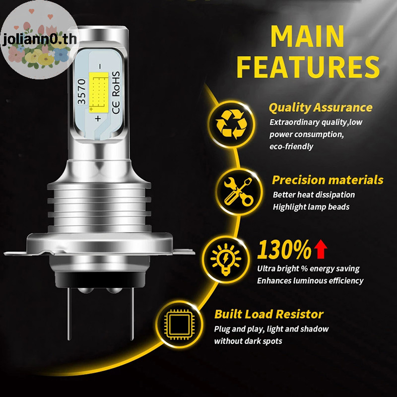 Joliann0 H7 LED Canbus ไฟหน ้ า H7 LED Lo Beam หลอดไฟ 6000K IP 68 CSP 3570 ชิป LED th
