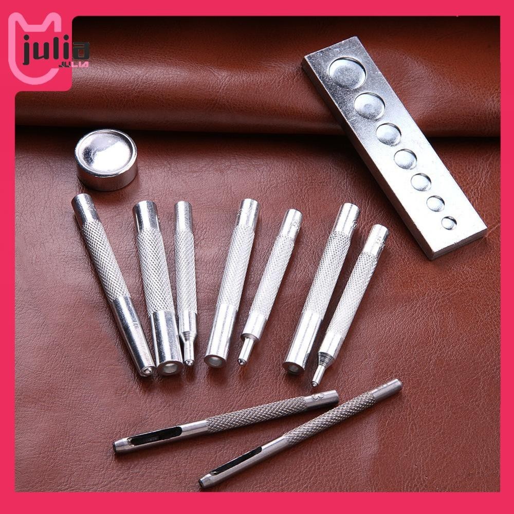 [Julia1.th] ชุดเครื่องมือหนัง DIY 11 ชิ้น Snap Rivet Fastener ปุ่มติดตั้งชุดเครื่องมือหมัด