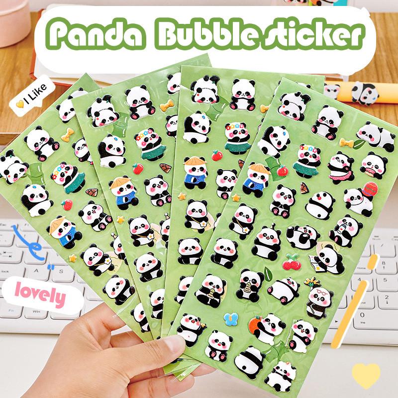 การ์ตูนน่ารัก 3D Panda Bubble สติกเกอร์สําหรับเด็ก DIY ตกแต่ง, Gucard Panda สติกเกอร์สําหรับ Scrapbooking, Journaling วัสดุ