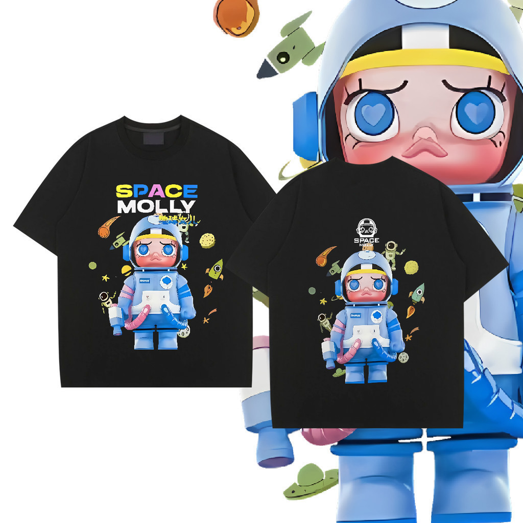 พร้อมส่ง&COD RINA STUDIO SPACE MOLLY พิมพ์เทรนด์ลมน่ารักหลวมแขนสั้น Unisex