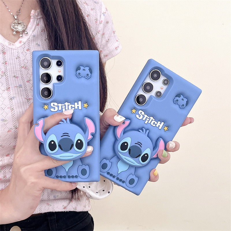 3d น ่ ารัก Stitch แหวนผู ้ ถือสําหรับ Samsung Galaxy S24 Ultra S21FE S20FE S23FE S22 Ultra Soft ซิลิโคนฝาครอบ