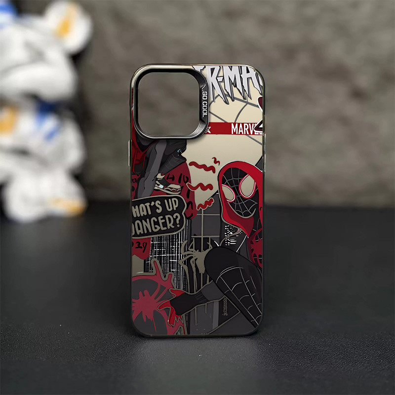 อินเทรนด์และเย็นภาษาอังกฤษ Spider Man เคสโทรศัพท์สําหรับ IPhone 11 12 13 14 15 Pro MAX X XR XS MAX 7/8 Plus Se2020 กระจกอิสระกรอบเกราะป้องกัน