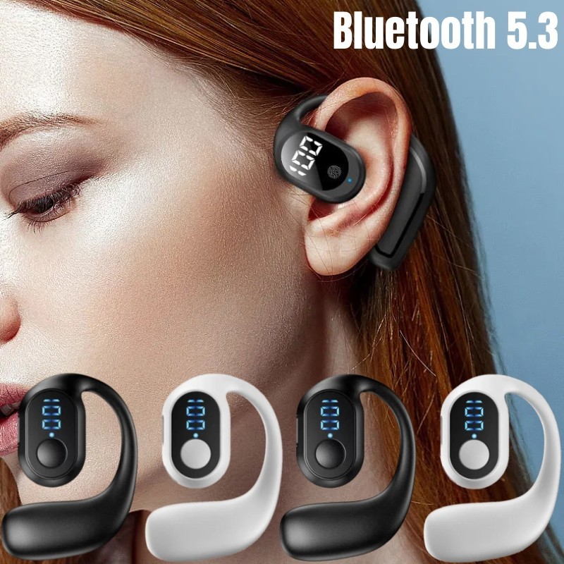 หูฟังบลูทูธ 5.3 - หูฟังจอแสดงผลดิจิตอล - Universal, แบบแขวนหู Type, Bone Conduction - ชุดหูฟังลดเสียงรบกวนสเตอริโอ - หูฟังชุดหูฟังไร ้ สาย TWS