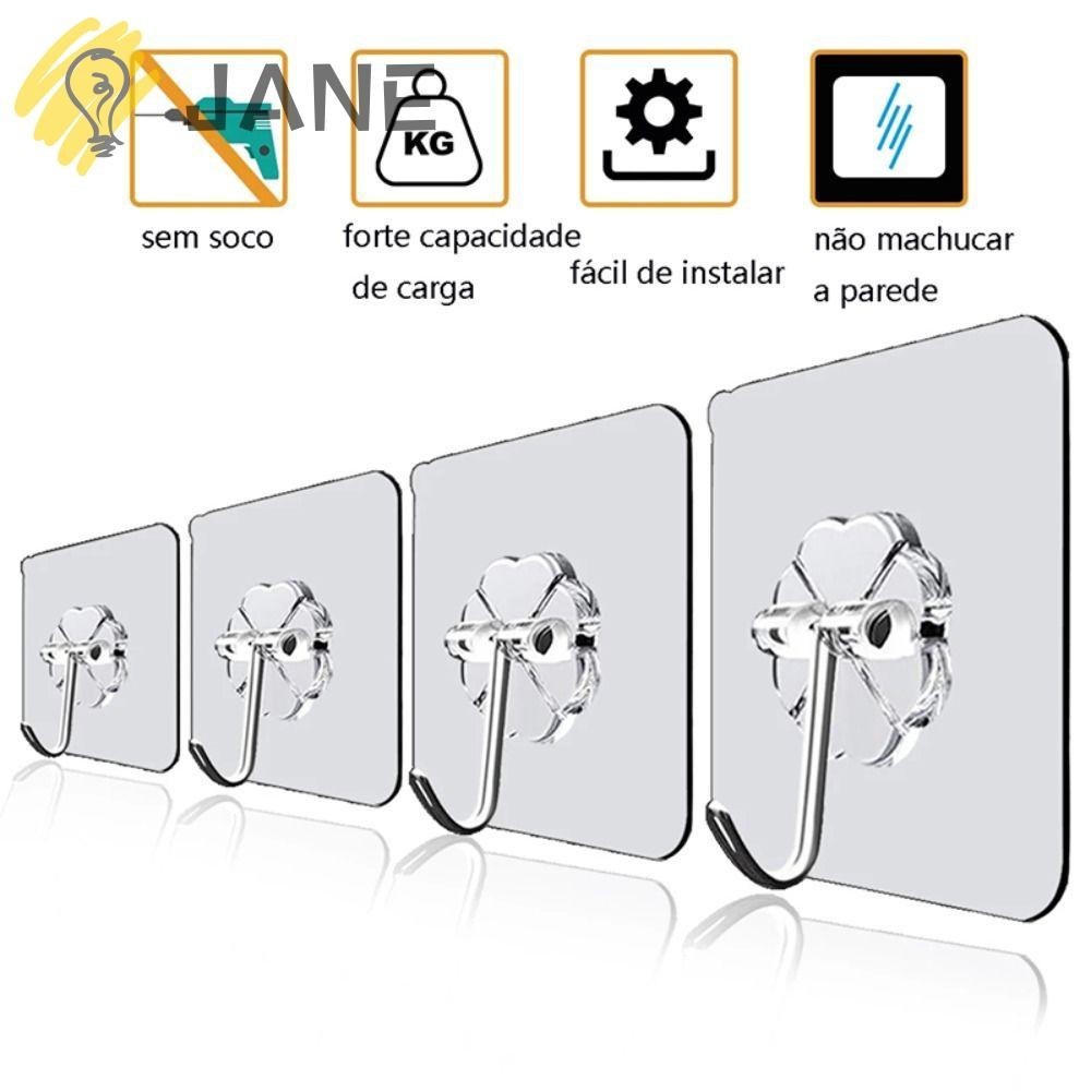 Jane 1/3PCS Self-กาว Hooks, Punch-ฟรีอเนกประสงค ์ ไม ่ มีรอยต ่ อแขวน Hook, โปร ่ งใส Strong Heavy Load Wall ประตูแขวน