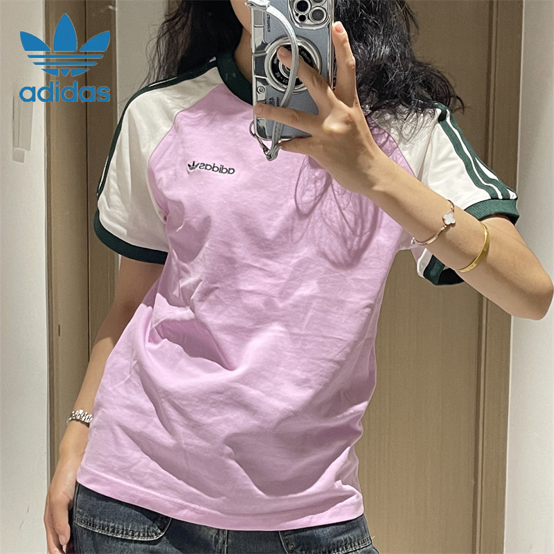 ADIDAS ปักโลโก้ อาดิดาส 100% ต้นฉบับผ้าฝ้ายแขนสั้น เสื้อยืด คู่เสื้อยืด จุดต่ําสุด เสื้อรอบคอเสื้อยืดผู้ชายท็อปส์ เสื้อยืด สําหรับผู้หญิ