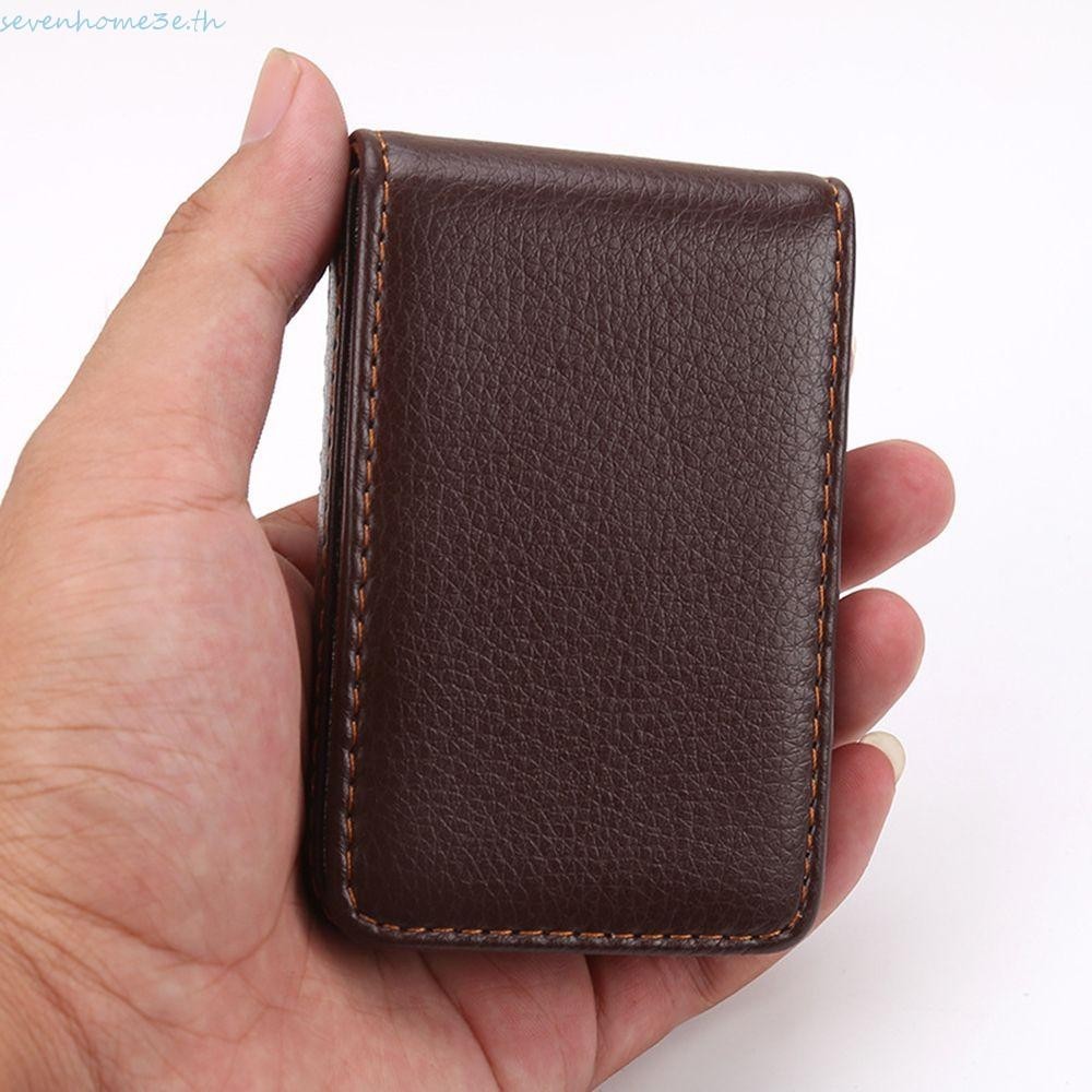 Sevenhome3e Business Card Holder Mini Wallet Fashion PU Leather Magnetic น่าสนใจ Gift Female Short Purse