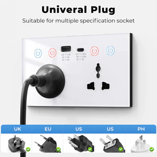 SMATRUL WiFi Plug USB และ Type-C พอร์ตสมาร์ทซ็อกเก็ต US EU UK Plug Power Monitor 10A WiFi Wall Socket สําหรับ Home Automation Tuya Smart Life Voice Control