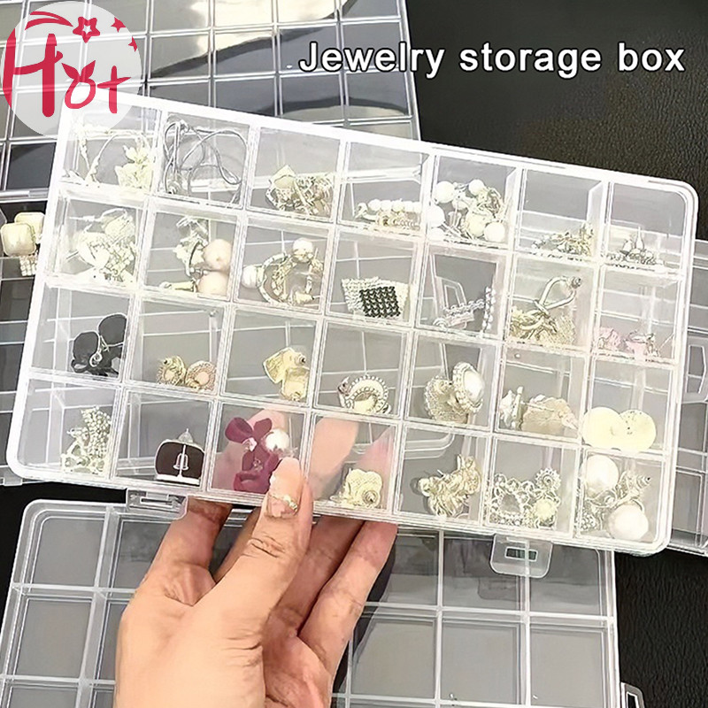 Ge 28 กริดโปร่งใส Organizer กล่องพลาสติก Square Organizer กล่องเก็บสําหรับ Home แต่งหน้าเครื่องประดับอุปกรณ์เสริม Organizer Square