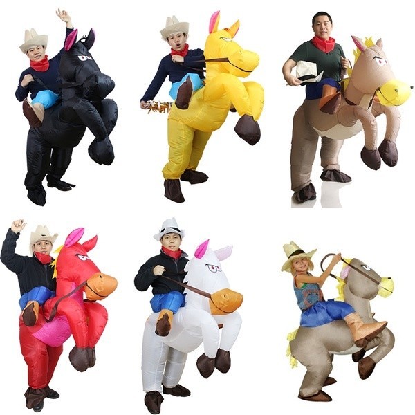 คาวบอยพอง Cowgirl ชุดแฟนซี Western Riding Horse ชุดฮาโลวีนสําหรับเด็กผู้ใหญ่