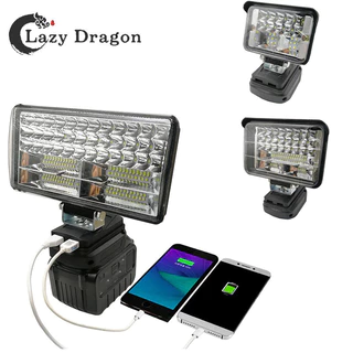 สปอตไลท์ไฟทํางาน LED ไร้สายสําหรับ makita/osuka แบตเตอรี่ Li-ion กลางแจ้ง Floodlight ไฟฉุกเฉินพร้อม USB