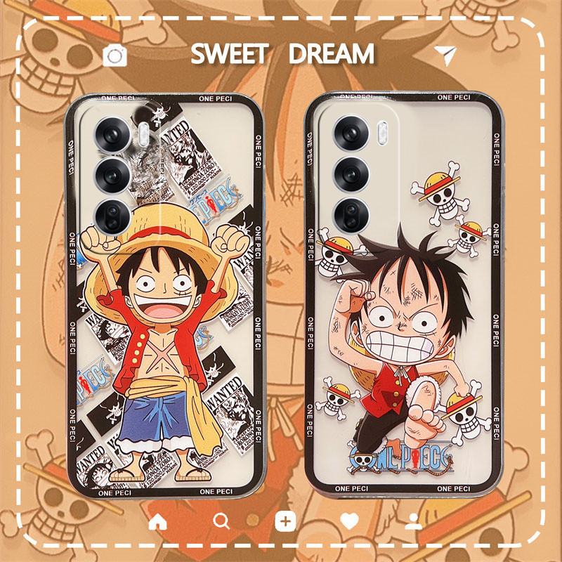 สําหรับ OPPO Reno12 Pro Reno 12 12Pro Reno12Pro 5G Global Version กรณีน่ารักน่ารักสมาร์ทโฟนปลอก TPU Softcase การ์ตูนหมวกฟาง Run Boy Loves คู่ฝาครอบโทรศัพท์