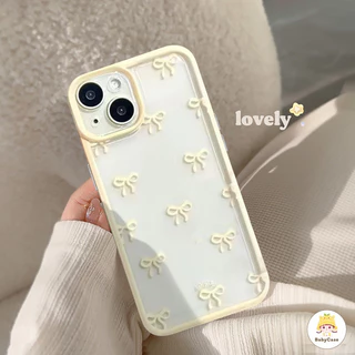 แฟชั่นคู่ปมโบว์สวยเรียบง่าย เคสไอโฟน 14 15 12 Pro Max 7Plus 13 11 Pro Max เคส Iphone 7 14 15 8 XR X XS Max SE 2020