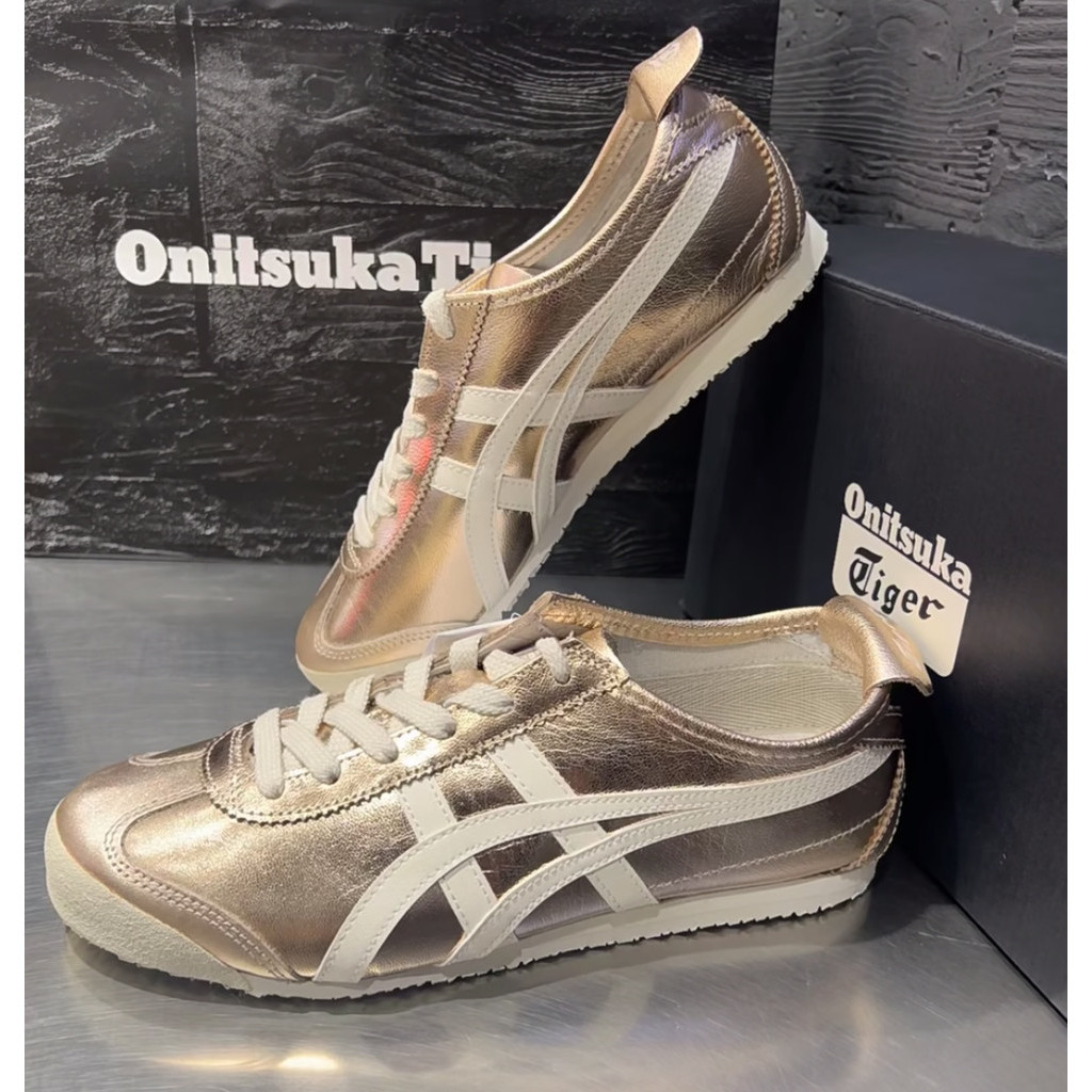 Onitsuka Tiger Mexico 66 รองเท้าลําลอง ThL7C2 รองเท้าผ้าใบสีเงินทอง