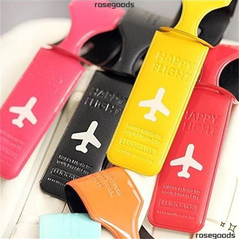 Rose แท็กกระเป๋าเดินทาง, Creative PU หนัง ID ป้ายที่อยู่, Anti Loss Label Travel Carrying Travel Accessories รูปแบบเครื่องบินแท็กกระเป๋าเดินทาง