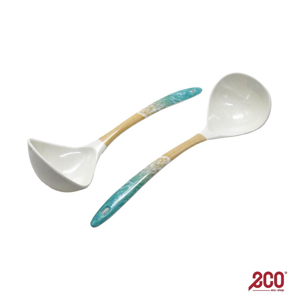 Eco-Shop ที่ตักซุปเมลามีน/ ทัพพีซุปพิมพ์ลายชายหาด (2P ชิ้น/แพ็ค) - AD-L011-T02-03